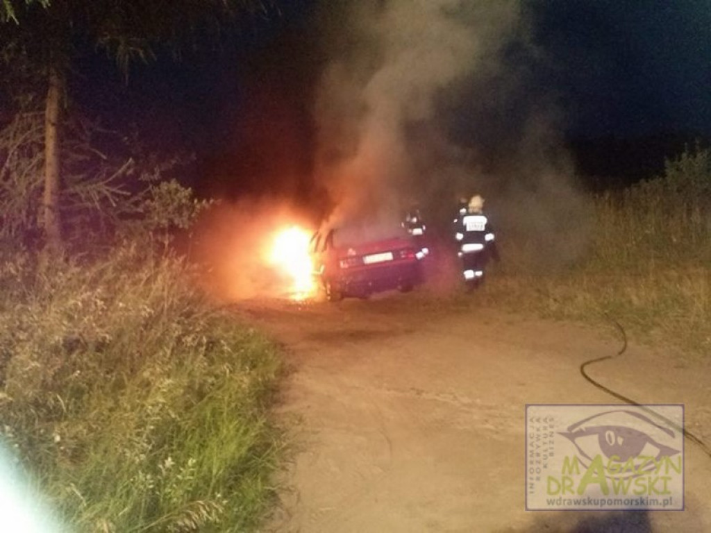 Pożar samochodu na DW 163.