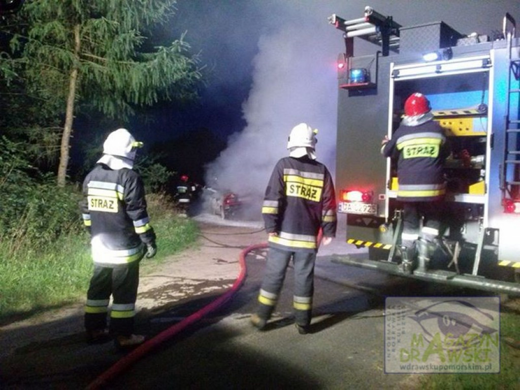 Pożar samochodu na DW 163.