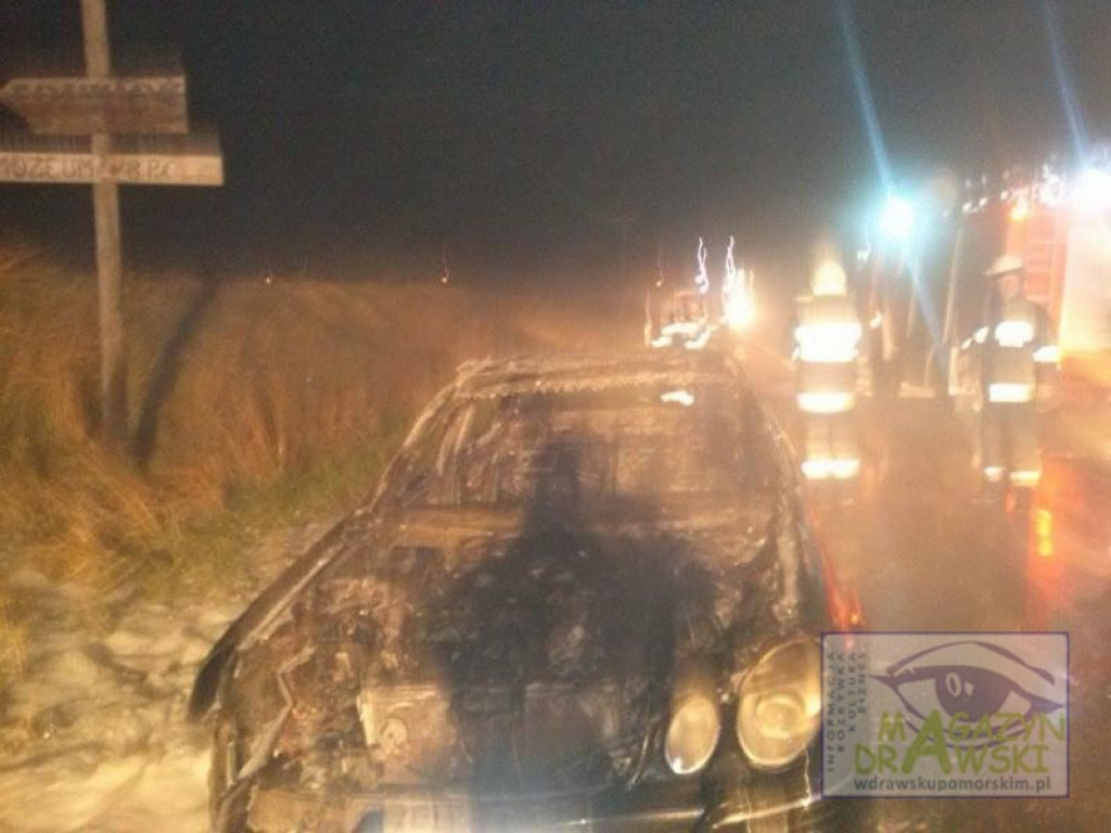 Pożar samochodu na DW 163.