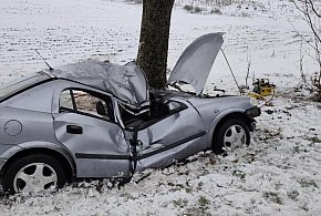 [DW 151] Dwie osoby poszkodowane po uderzeniu pojazdu w drzewo-18022